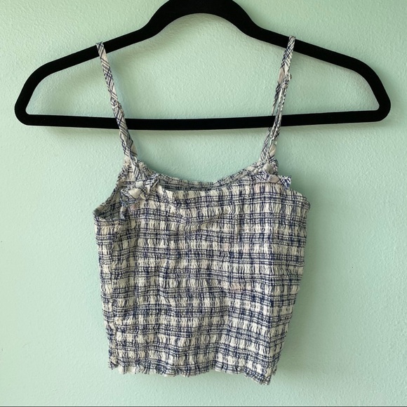 Blue Plaid Gingham Crop Top - Picture 3 of 6
